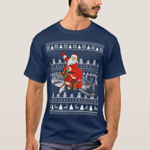 Grappige Kerstman die op een Grote Witte Haai rijd T-shirt