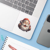 Grappige kerstman dragen bril koele kerstman sticker (Laptop met iPhone)
