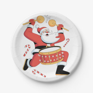 Grappige Kerstman Drummer Ugly Christmas Drumming Papieren Bordje