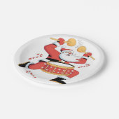 Grappige Kerstman Drummer Ugly Christmas Drumming Papieren Bordje (Gekanteld)