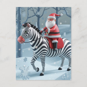 Grappige kerstman en een Zebra Briefkaart