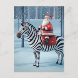 Grappige kerstman en een Zebra-winterbos Briefkaart