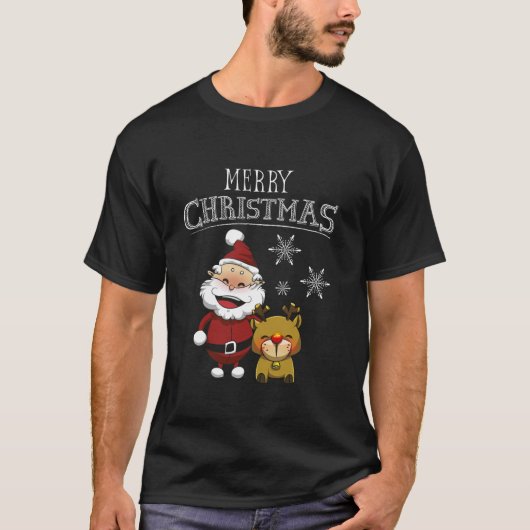 Grappige Kerstman en herten Schattige Vrolijk Kers T-shirt (Voorkant)