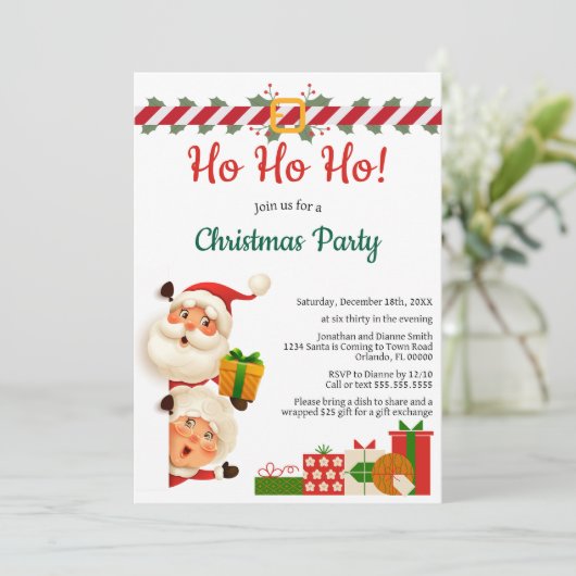 Grappige Kerstman en mevrouw Claus Ho Ho Ho Kerstf Kaart (Staand voorkant)