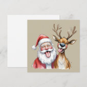 Grappige Kerstman en rendier Kerst Winter Feestdagenkaart (Voorkant / Achterkant)