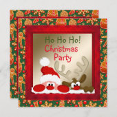 Grappige kerstman en rendier Kinderen kerstfeest u Kaart (Voorkant / Achterkant)