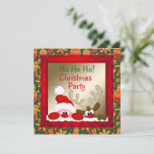 Grappige kerstman en rendier Kinderen kerstfeest u Kaart (Staand voorkant)