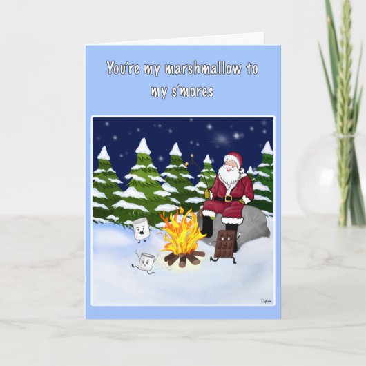 Grappige Kerstman en S'mores Kerstmis Kaart (Voorkant)