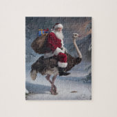 Grappige Kerstman en struisvogel Kerstbezorging Legpuzzel (Verticaal)