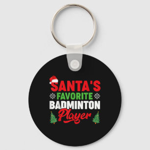 Grappige Kerstman Favoriete Badminton Speler Kerst Sleutelhanger