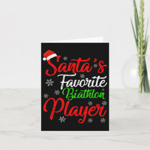 Grappige Kerstman Favoriete Biatlon Speler Christ Kaart