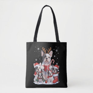 Grappige Kerstman Franse Bulldog Honden Kerstmis Draagtas