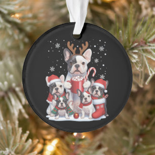 Grappige Kerstman Franse Bulldog Honden Kerstmis Ornament