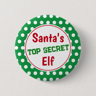 Grappige Kerstman Geheime Elf Kerst Knop Speld Ronde Button 5,7 Cm