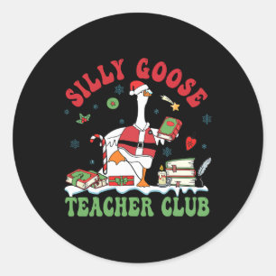 Grappige Kerstman Gekke Gans Teacher Club Ani Ronde Sticker