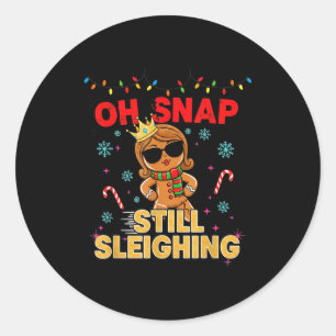Grappige Kerstman Gemberkoek Oh Snap. Slecht Vlieg Ronde Sticker