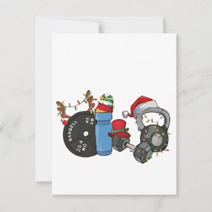 Grappige Kerstman Gewichtheffen Hantelexercities G Notitiekaartje