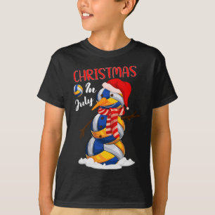 Grappige Kerstman Hoed Volleybal Sneeuwman Kerstmi T-shirt