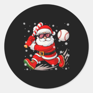 Grappige Kerstman Honkbal Kerst Pyjama Kerstmannen Ronde Sticker
