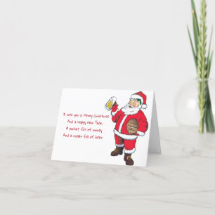Grappige Kerstman houdt van veel bier Kerstmis Feestdagen Kaart