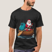 Grappige Kerstman in het roeien van de boot T-shir T-shirt (Voorkant)