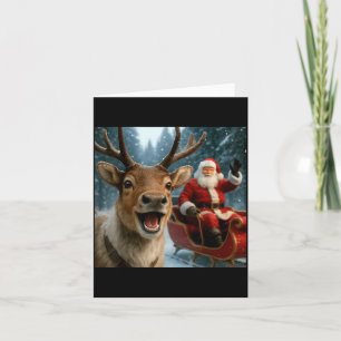 Grappige Kerstman in slee met rendier Kerstmis Kaart