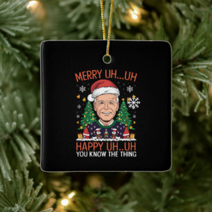 Grappige Kerstman Joe Biden Prettig Uh Uh Kerstfee Keramisch Ornament
