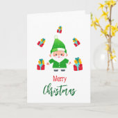 Grappige Kerstman Kaart (Gele Bloem)