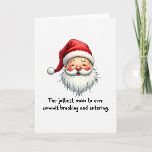 Grappige Kerstman Kaart Jolligste Man die Inbreekt