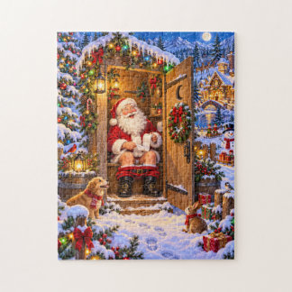 Grappige Kerstman Kerst Outhouse Vakantie Legpuzzel