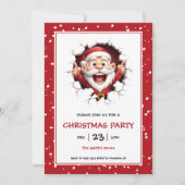 Grappige Kerstman Kerstfeest uitnodiging (Voorkant)