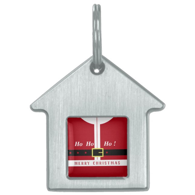 Grappige Kerstman Kersthuisdier ID-tag Huisdieren Naamplaatje (Voorkant)