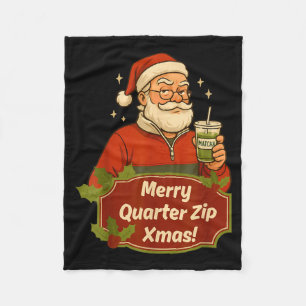 Grappige Kerstman Kerstman Kwartzip En Matcha  Fleece Deken