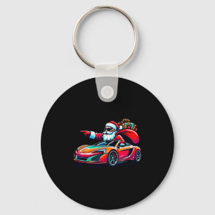 Grappige Kerstman Kerstman rijdt Srt Auto Xmas P Sleutelhanger