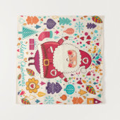 Grappige Kerstman Kerstmis Illustratie Wandkleed (Voorkant (horizontaal))