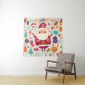Grappige Kerstman Kerstmis Illustratie Wandkleed (In situ)