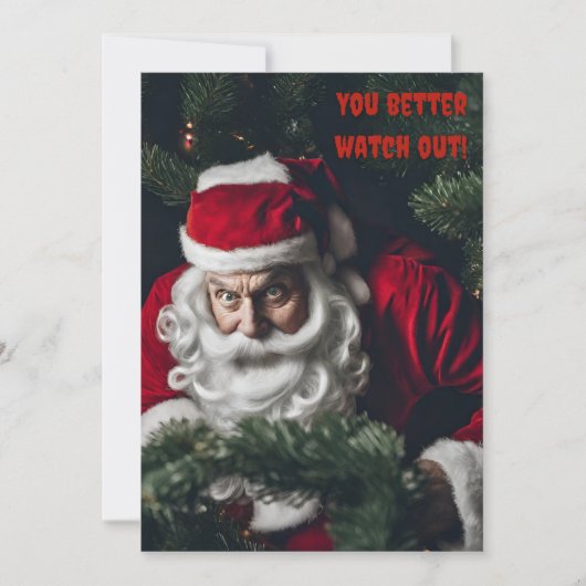 Grappige Kerstman Kerstmis Je Beter Uitkijkt Feestdagenkaart (Voorkant)