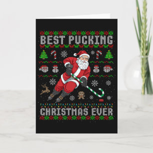 Grappige Kerstman Lelijke Kerst Ijs Hockey Beste P Kaart