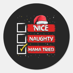 Grappige Kerstman Leuke Stoute Mama Probeerde Kers Ronde Sticker