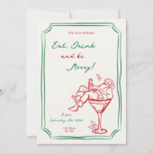 Grappige Kerstman Martini uitnodiging (Voorkant)