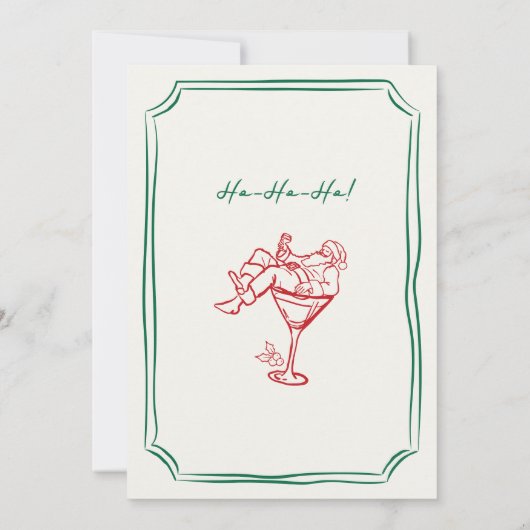 Grappige Kerstman Martini uitnodiging (Achterkant)