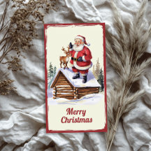 Grappige  Kerstman met kerstcadeau