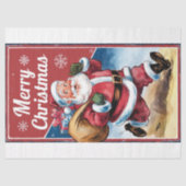 Grappige Kerstman met kersttas Tissuepapier (Voorkant)