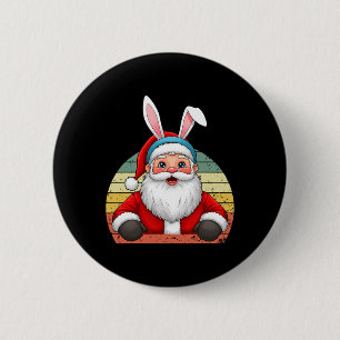 Grappige Kerstman met konijnenoren voor een kerst Ronde Button 5,7 Cm