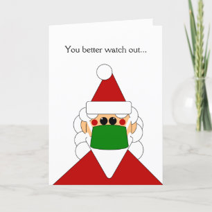 Grappige Kerstman met Masker Kerst Kaart