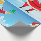 Grappige kerstman met mini kerstboom cadeaupapier