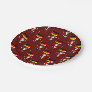 Grappige Kerstman met vaandel van Duitsland Papieren Bordje