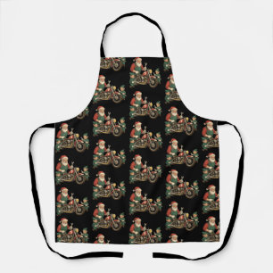 Grappige Kerstman monteur Retro Biker Kerstmis Schort
