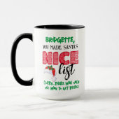 Grappige Kerstman Nice Ondeugend Lijst Naam Mok (Links)