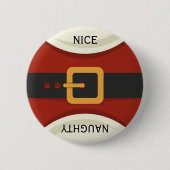 Grappige Kerstman Ondeugend & Leuke Vakantie Ronde Button 5,7 Cm (Voorkant)